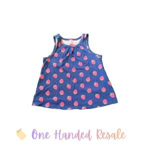 🍓 Circo Blue Tank Top Pink Strawberry Print Comfy Summer Toddler Shirt 2T